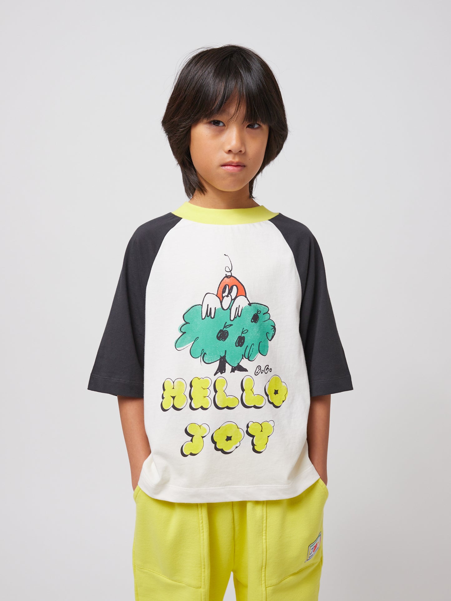 Bobo Choses HELLO JOY ranglan sleeves T-shirt offwhite