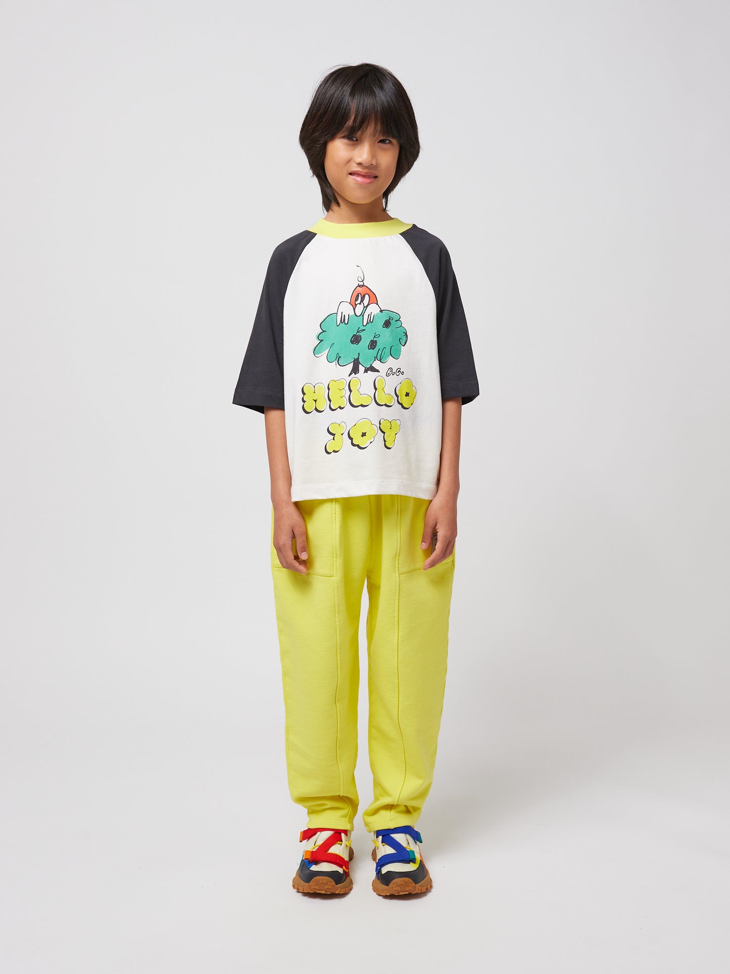 Bobo Choses HELLO JOY ranglan sleeves T-shirt offwhite