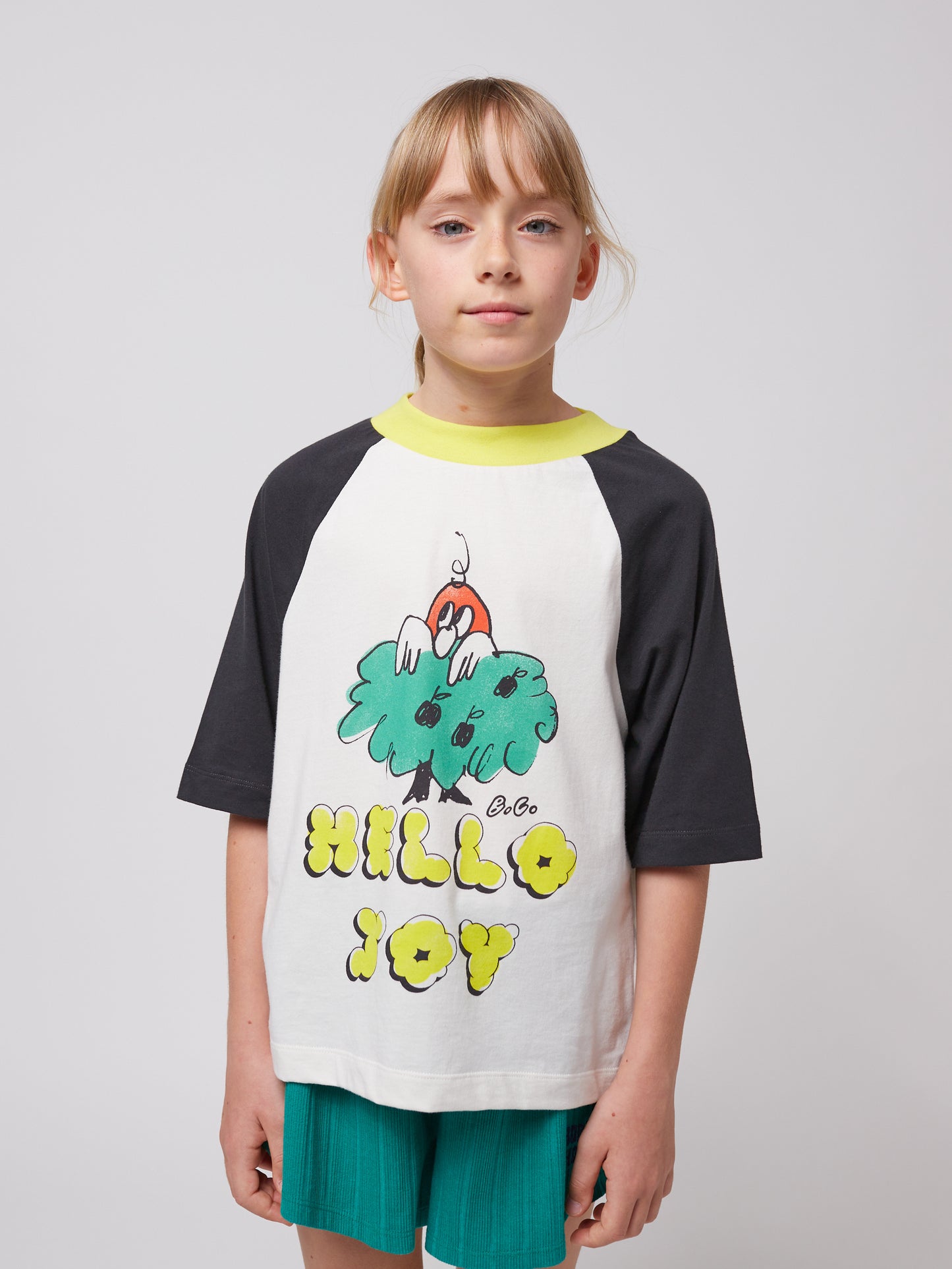 Bobo Choses HELLO JOY ranglan sleeves T-shirt offwhite