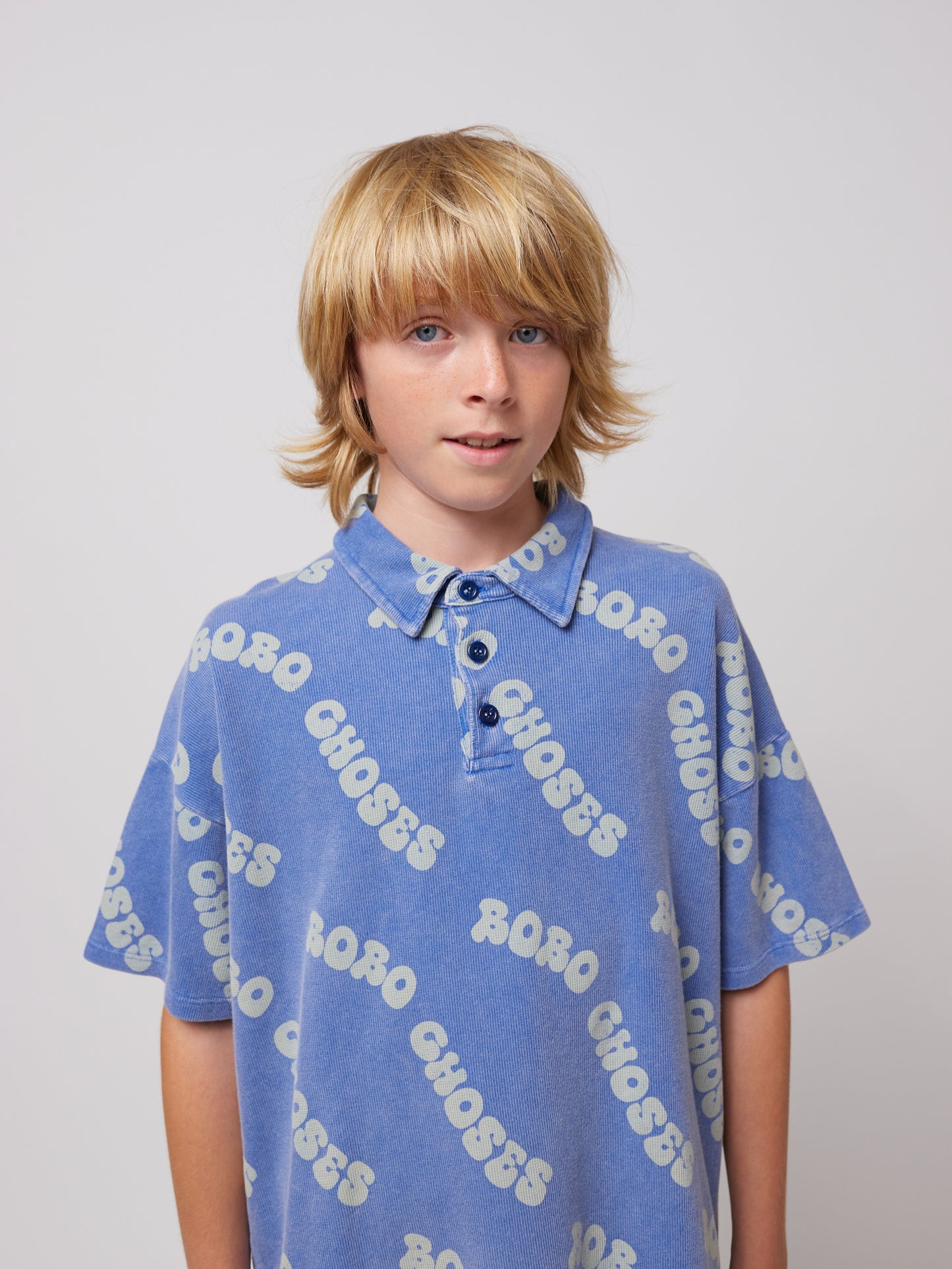 Bobo Choses WAVY BOBO all over waffle polo shirt