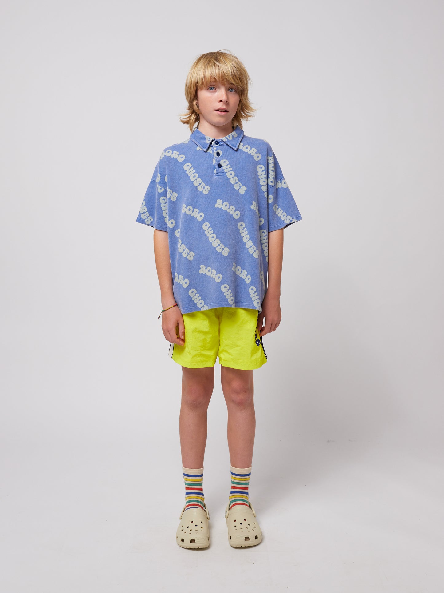 Bobo Choses WAVY BOBO all over waffle polo shirt