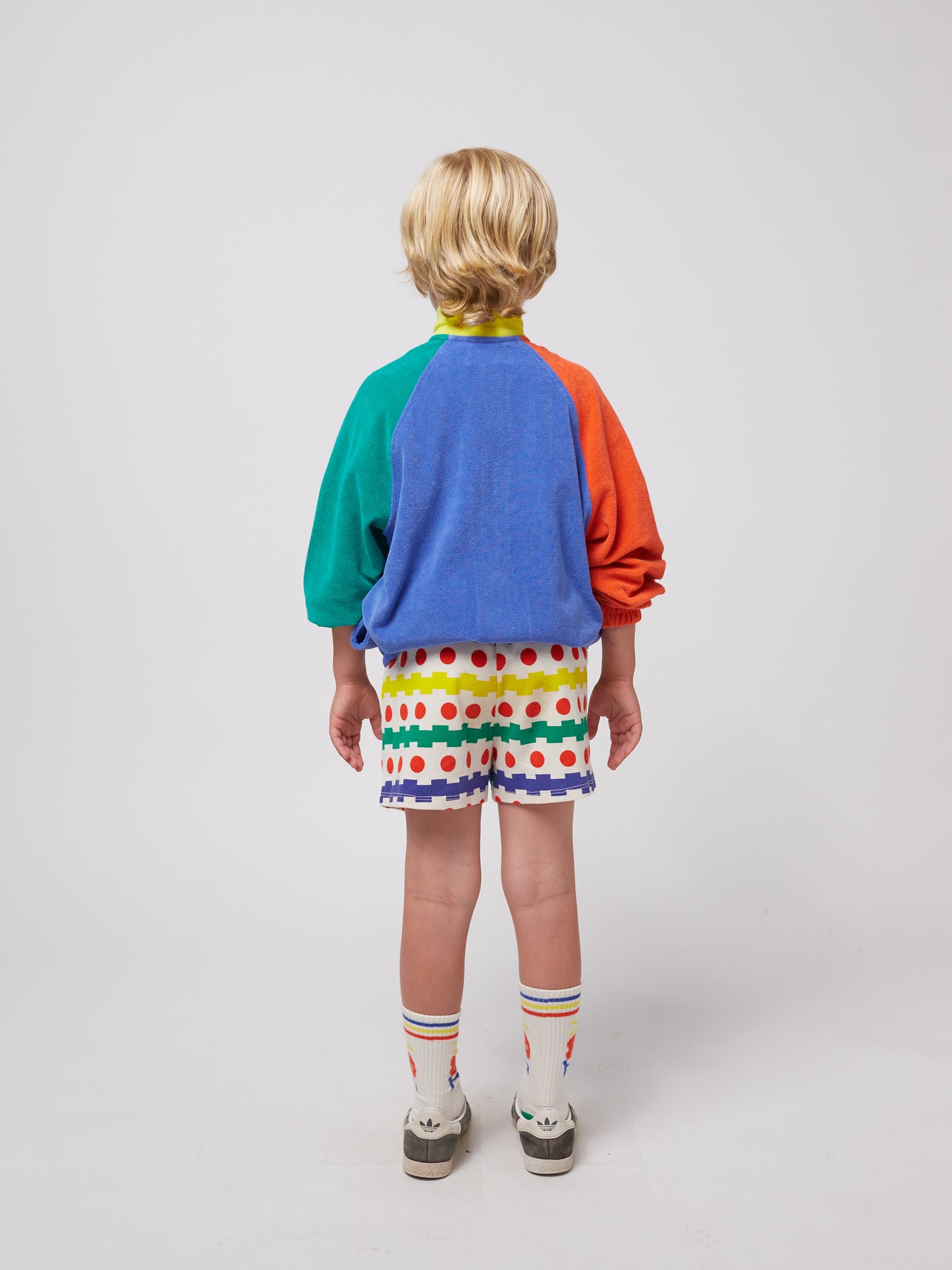 Bobo Choses SMILING COLOR BLOCK terry cloth zipped sweatshirt