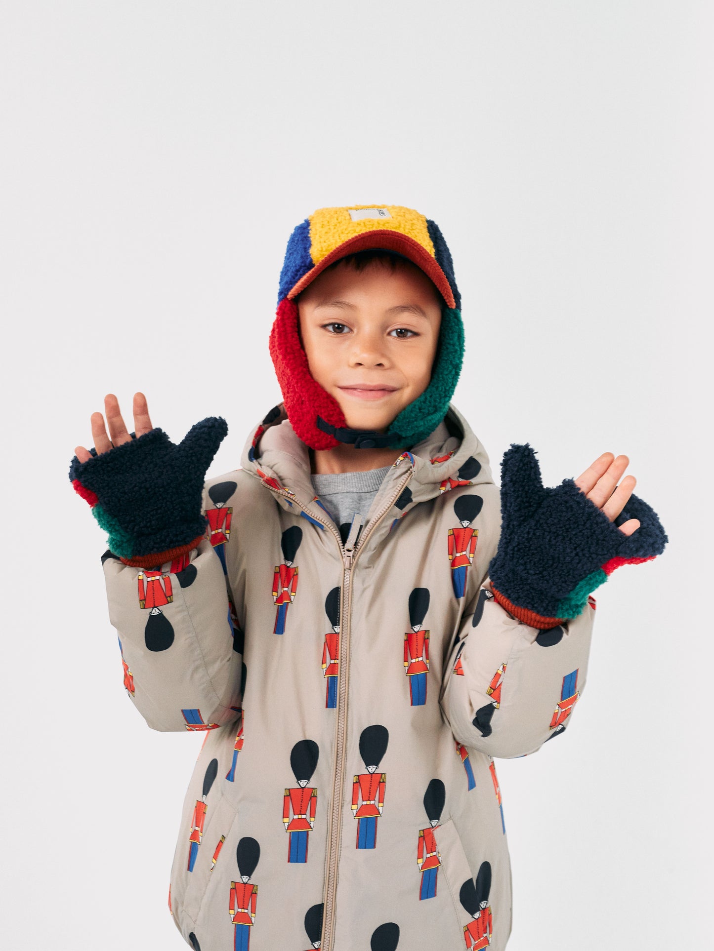 Bobo Choses COLOR BLOCK sheepskin mittens