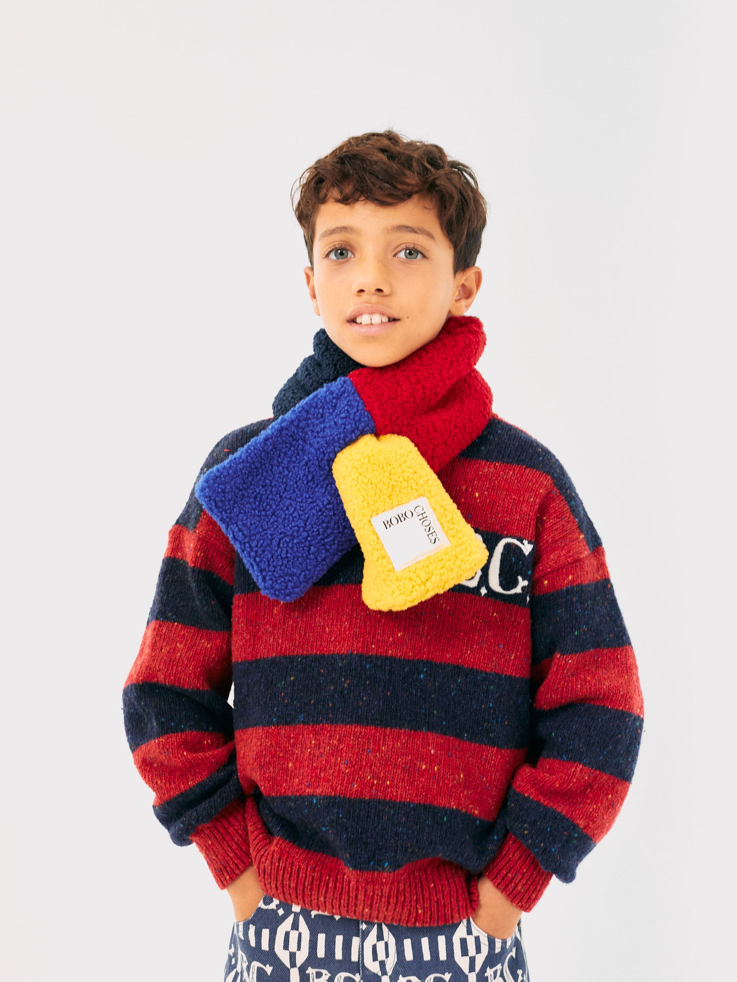 Bobo Choses COLOR BLOCK sheepskin neckwarmer