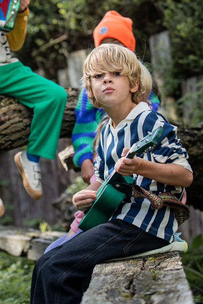 The Campamento blue STRIPES long sleeves kids polo