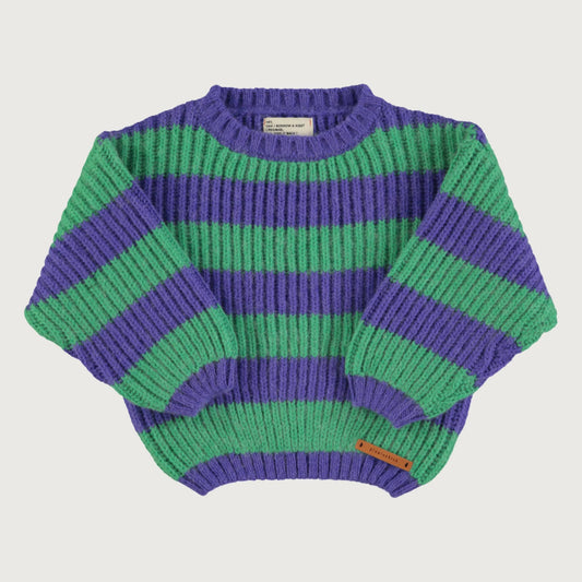 Piupiuchick knitted sweater GREEN AND PURPLE STRIPES