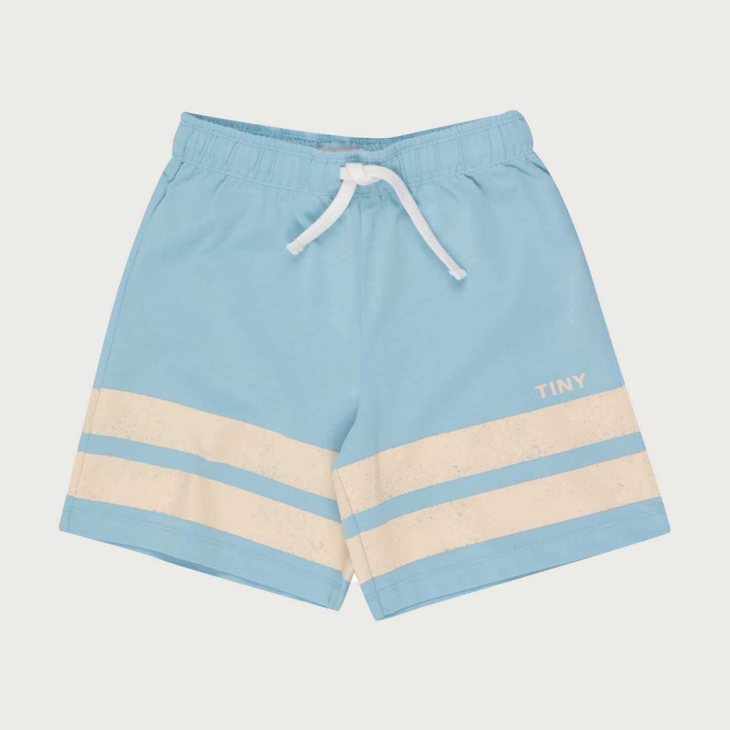 Tinycottons STRIPES LOGO short dusty blue