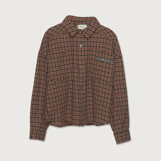 Wander and Wonder Button Down Shirt brown plaid