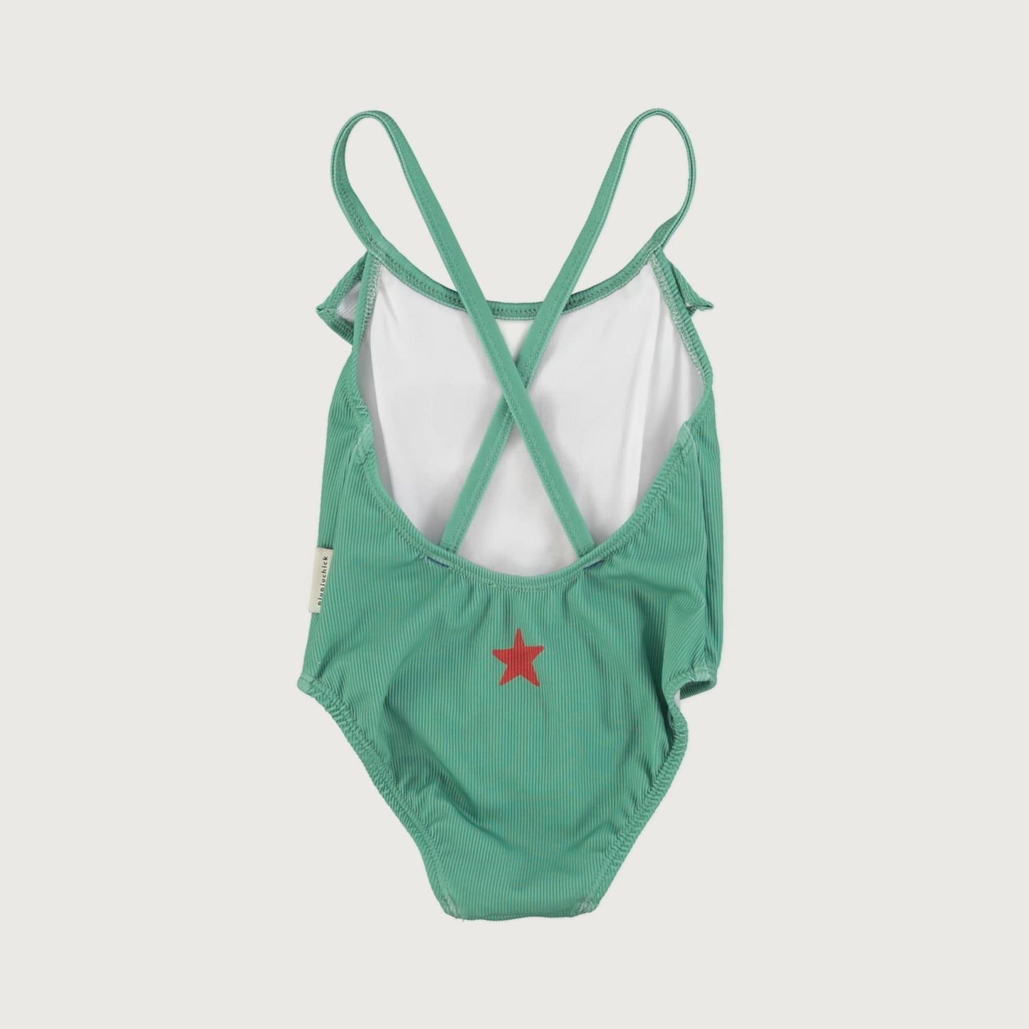 Piupiuchick swimsuit with ruffles green with CHERRY print