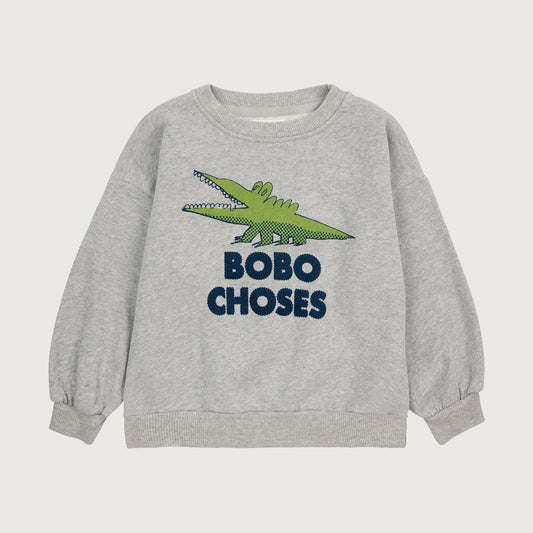 Bobo Choses TALKING CROCODILE sweatshirt light grey