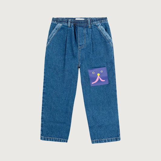 Bobo Choses FUNNY FACE denim jogger pants