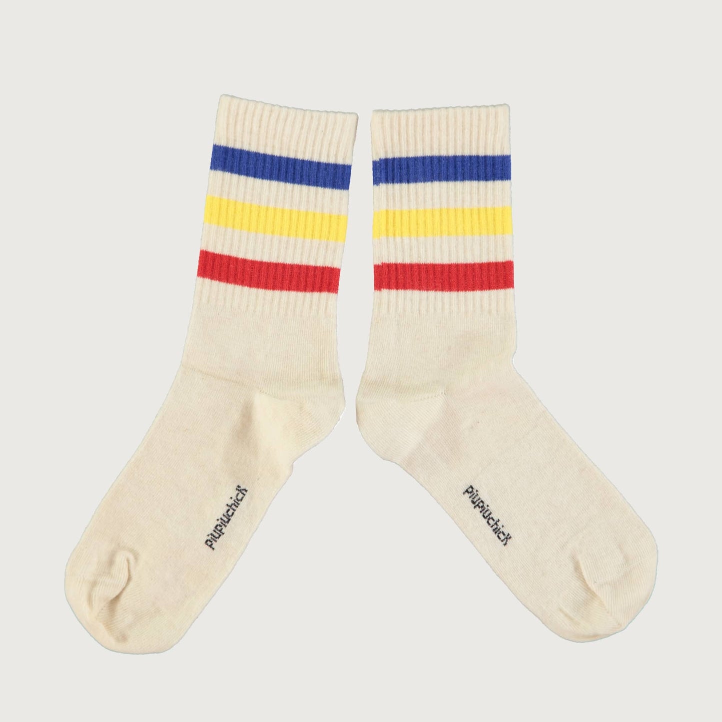 Piupiuchick ecru socks with MULTICOLOR STRIPES