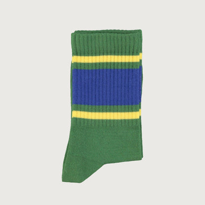 Piupiuchick green socks with BLUE & YELLOW STRIPES