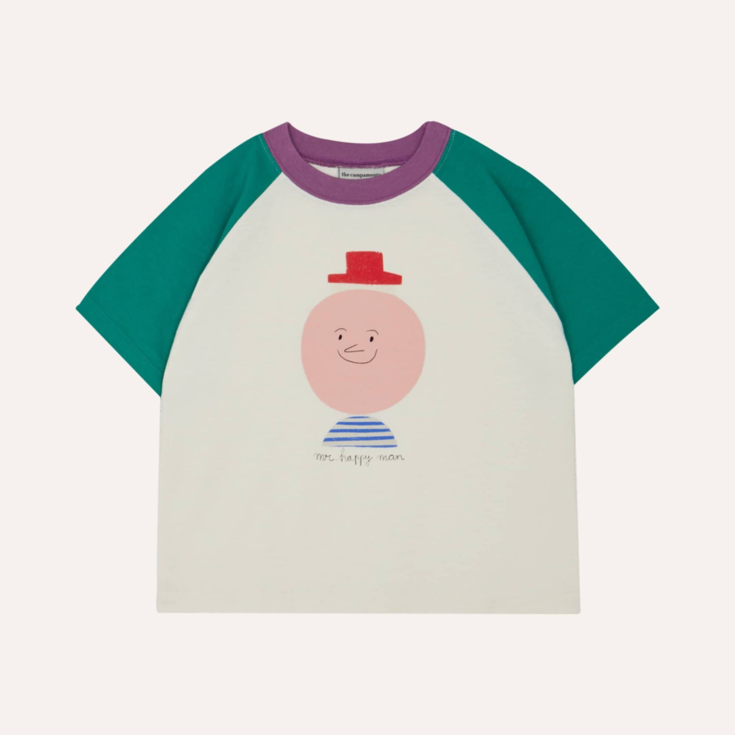 The Campamento MR. HAPPY MAN color block T-shirt ecru