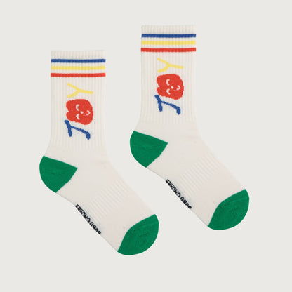 Bobo Choses SMILING long socks offwhite