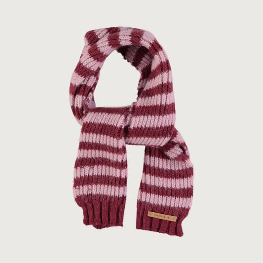 Piupiuchick Knitted scarf pink and raspberry stripes