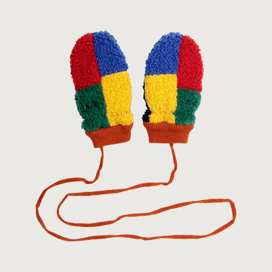 Bobo Choses COLOR BLOCK sheepskin mittens