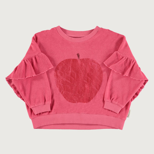 Piupiuchick RED APPLE terry cotton sweatshirt strawberry pink