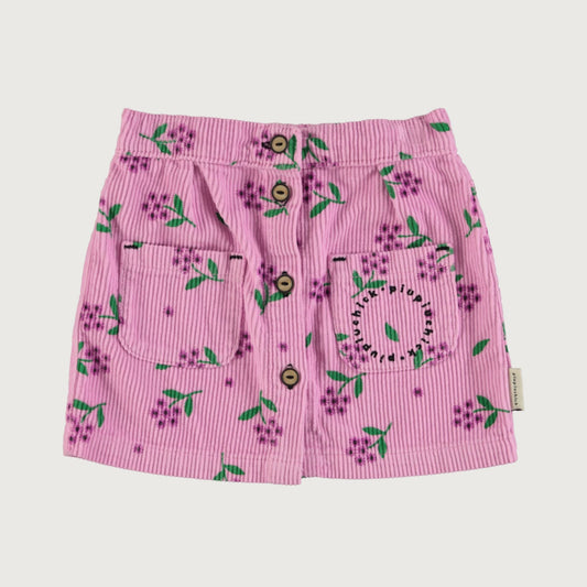 Piupiuchick short skirt pink corduroy with FLOWERS allover