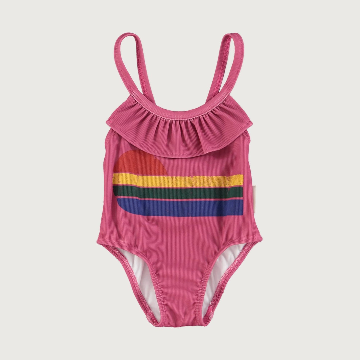 Piupiuchick swimsuit with ruffles aubergine with MULTICOLOR WAVE print