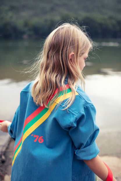 Piupiuchick blue jacket with MULTICOLOR STRIPES