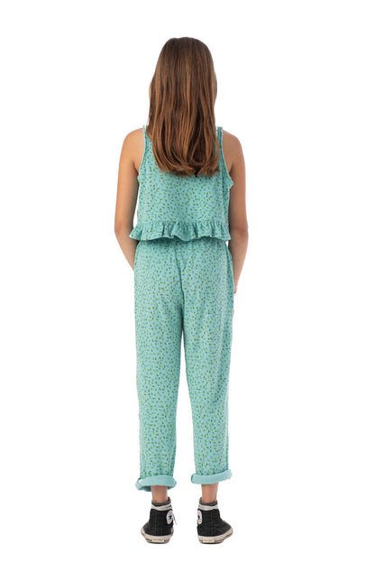 Piupiuchick trousers light blue with yellow flowers