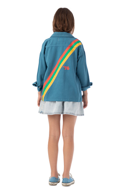 Piupiuchick blue jacket with MULTICOLOR STRIPES