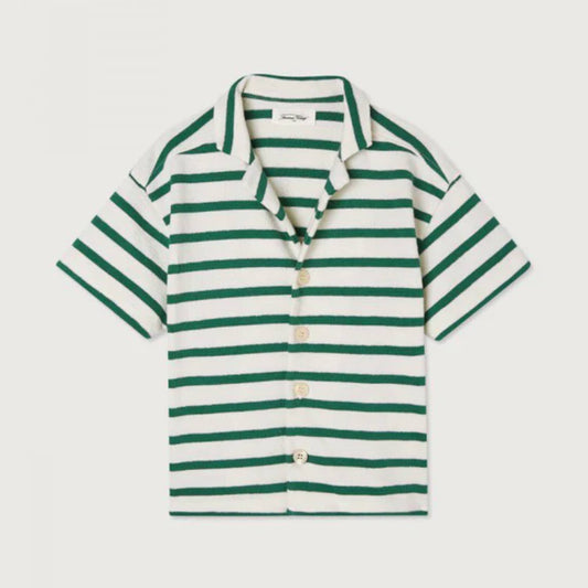 American Vintage Kids Byama Shirt Rayures Ecru & Green