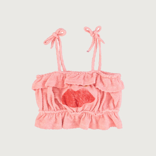 Piupiuchick LIPS top with straps pink / 4Y