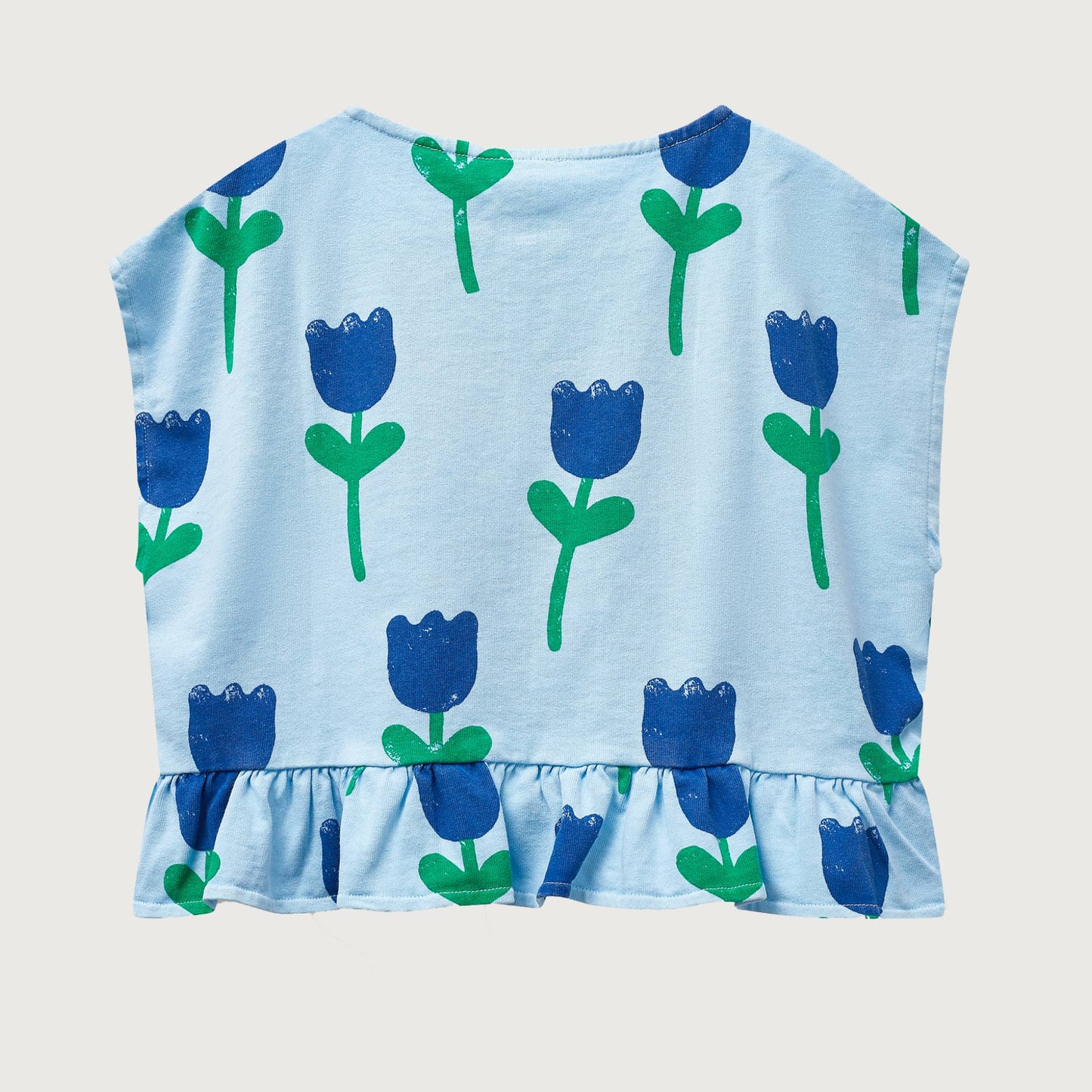 Wynken Vela frill top bird blue