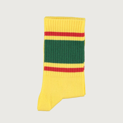 Piupiuchick yellow socks with GREEN & RED STRIPES